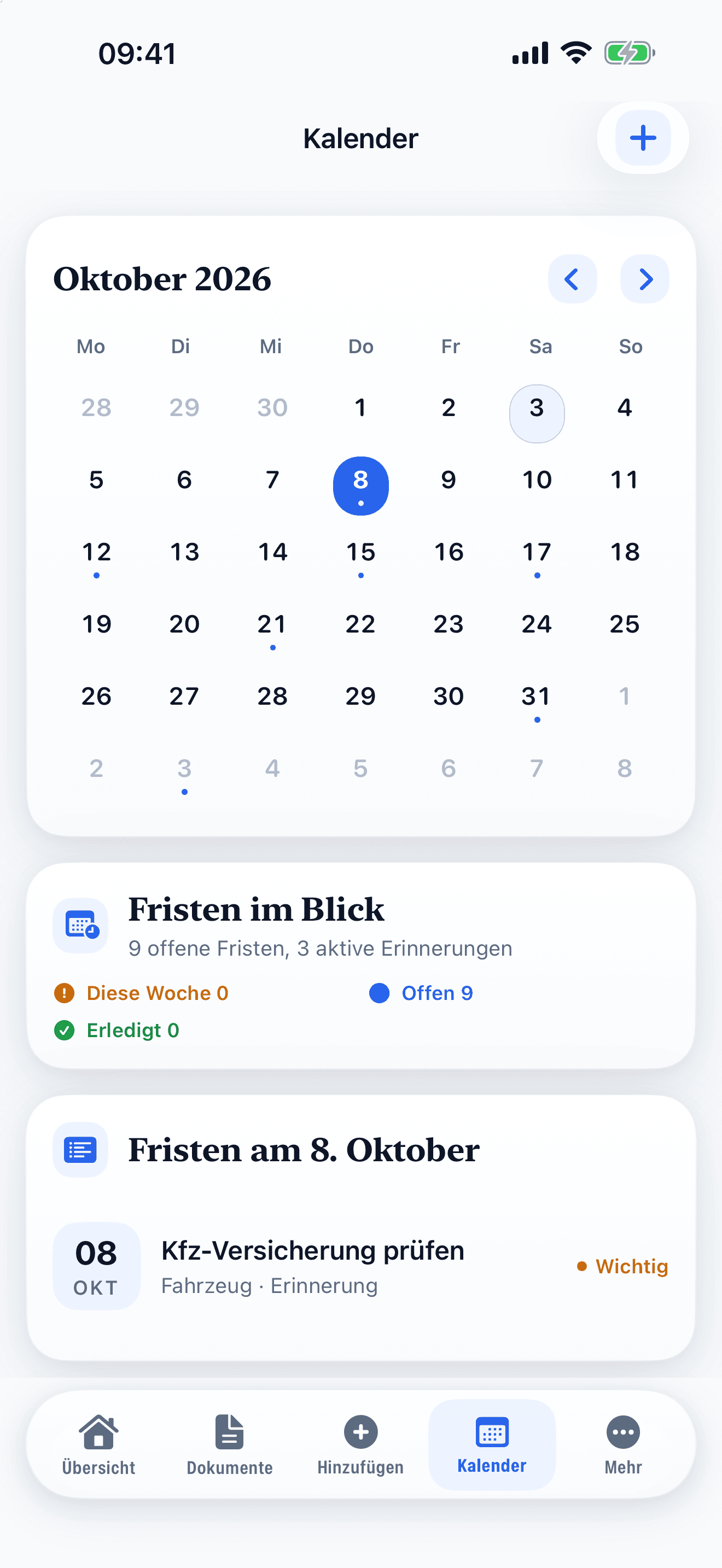 Kalender mit markierten Fristtagen und Fristen im Blick